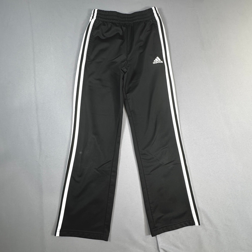 Adidas Black White Stripe Track Pants Boys M 10/12 Athletic Joggers Athleisure